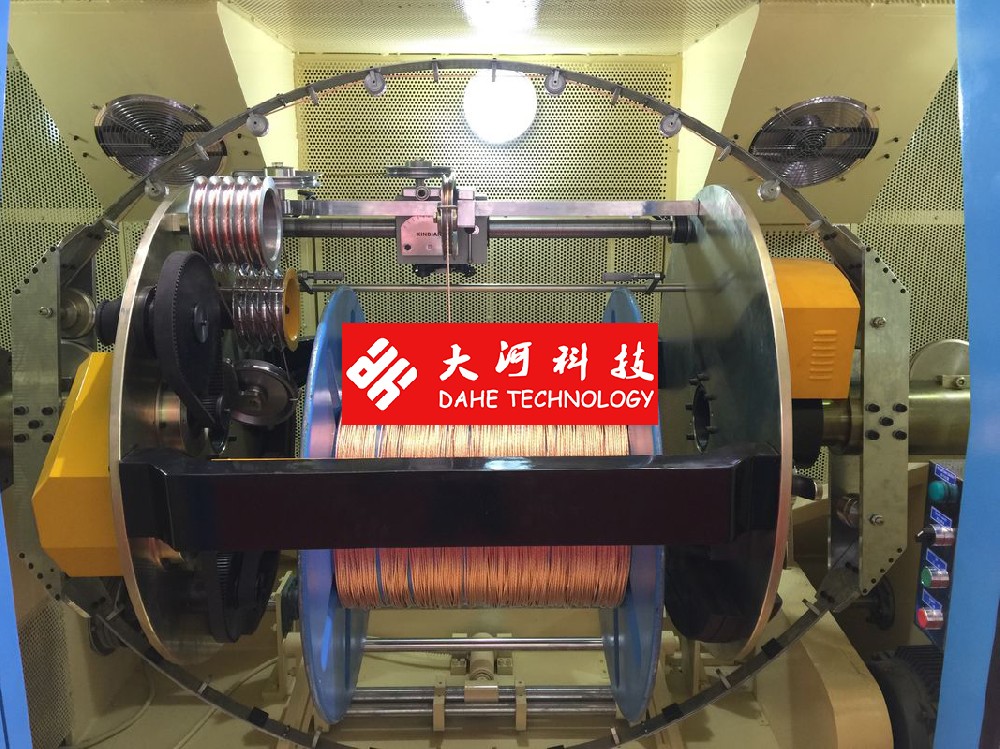 Sky Blue Copper Wire Bunching Machine / PLC Cable Twisting Machine